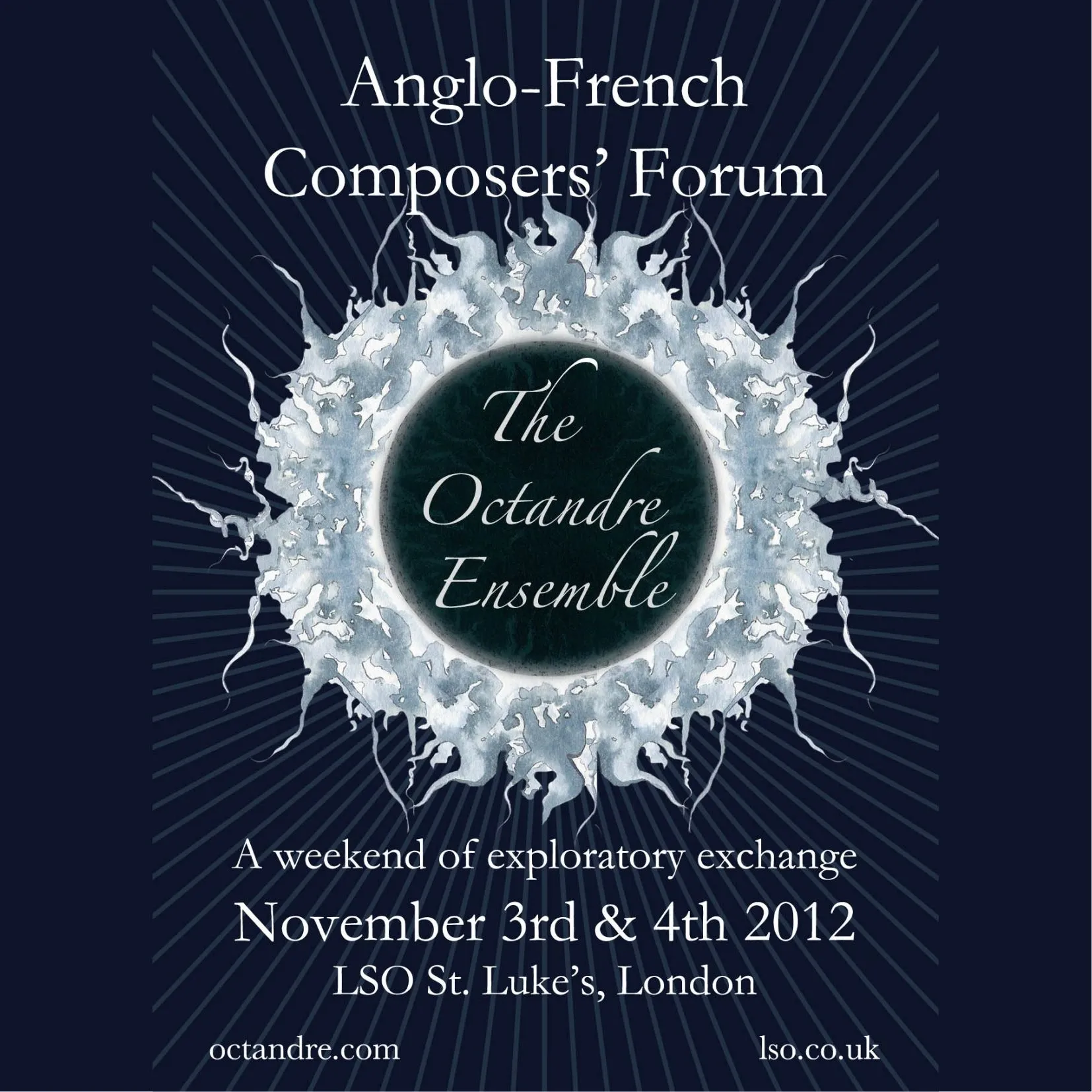 The promotional image for Octandre Ensemble's Anglo-French Composer's Forum, November 2012, featuring the ensemble logo.